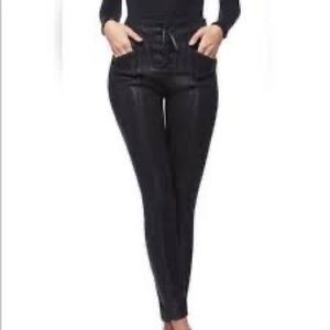 Good American Black High-Waist Lace-Up Faux Leather Skinny Pants